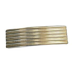 Vintage Rectangular Shaped Gold Stripe Ridged Hair Barrette Art Deco 1980s